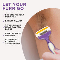 FURR by Pee Safe PEESAFE FURR By Pee Safe Body Shaving Razor For Painless Body Hair Removal With Aloe Vera Vitamin E Padding Precision Of 4 Japanese Blade Coated With Titanium NCAT, 1 count