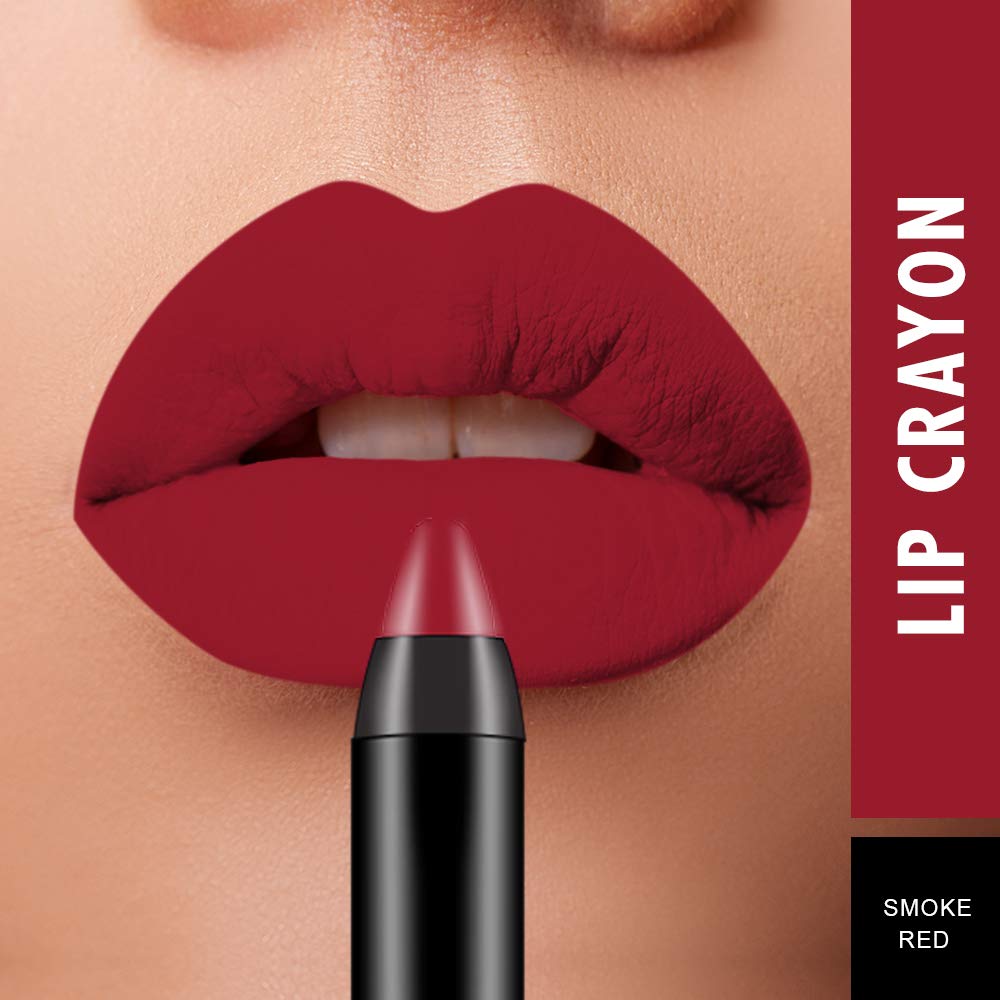 Swiss Beauty 12 Hrs. Stay Matte Lip Crayon, Smoke Red, 3g - Long Lasting, Waterproof, Super Stay, Matte Finish Lip Crayon, Long Wear, Crayon Lipstick