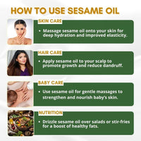 Mystiq Living Extra Virgin Sesame Oil for Hair, Skin, Massage - 200 ML | (Til/Gingelly) Cold Pressed, 100% Pure and Natural