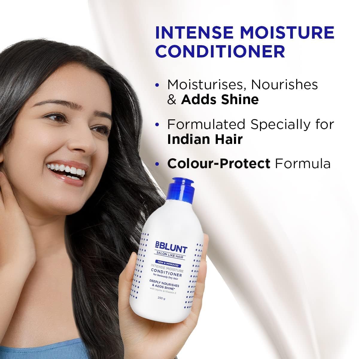 BBLUNT Intense Moisture Natural Hair Shampoo and Conditioner Combo for Women & Men's Dry Hair for Daily Use (300ml + 250g)