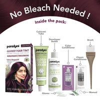 Paradyes No Bleach Velvet Burgundy Glossy Hair Tint - Ammonia-Free for Natural Black Hair, Includes Anti-Fade Conditioner for Long-Lasting Shine, 1 Count