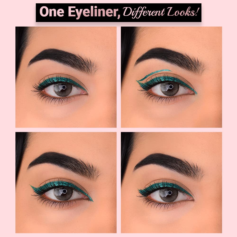 Iba Eye Talk Liquid Eyeliner - 03 Glamorous Green | 18 Hr Waterproof, No Fade & Smudge proof Eye Makeup | Quick Drying | Matte Finish | Halal Certified & Vegan Makeup
