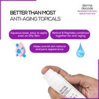 Derma Decode Retinol Night Serum - 0.5% Retinol, 3% Peptides, 5% Niacinamide, 1% Hyaluronic Acid Face Serum for 30+ & 40+ - Ideal for Oily, Dry, Sensitive Skin - 30ml Airless Pump