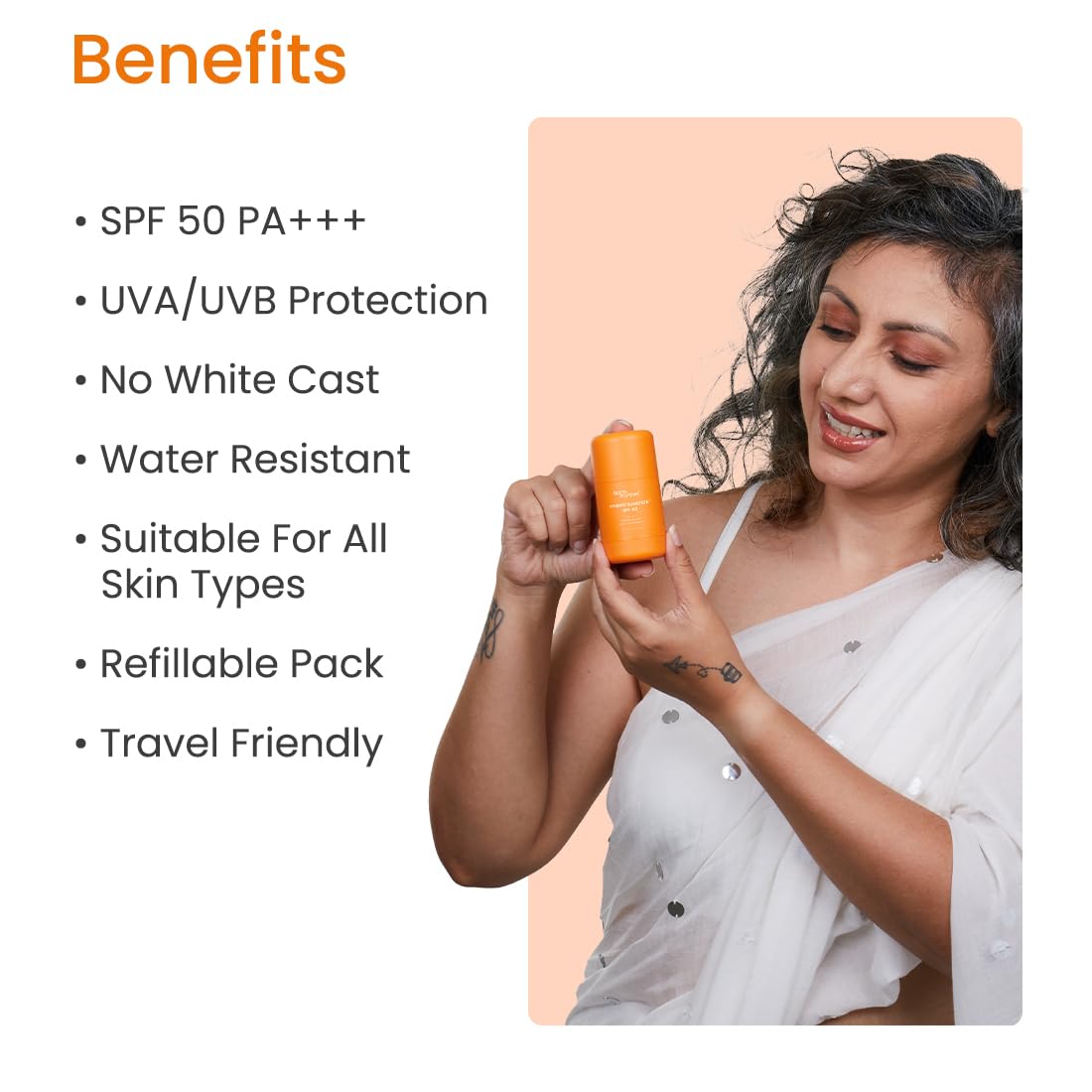 Earth Rhythm Sunscreen Stick SPF 50 Hybrid Sunscreen PA+++ | Zero White cast, Water resistant, | UVA UVB Broad Spectrum Protection | Men & Women – 40g