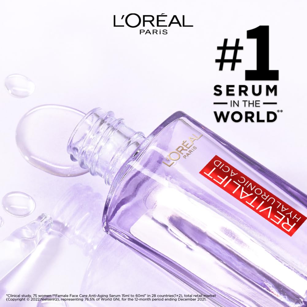 L Oréal Paris Revitalift Serum, Hydrating and Plumping, With 1.5% Hyaluronic Acid, 15ml (Pack of 2)