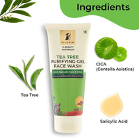Pilgrim 1% Salicylic Acid Gel Face Wash 100 ml | Gel Face Wash with CICA & Tea Tree For Men & Women, for Oily skin, Acne Prone Skin, Non Drying Cleanser for Face