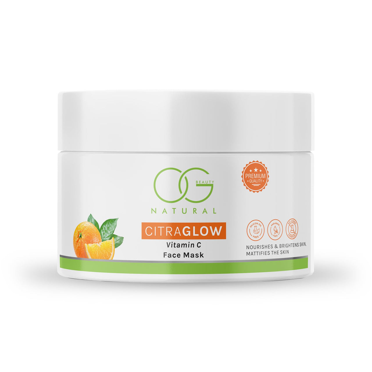 OG BEAUTY Natural CitraGlow Vitamin C Face Mask | Enriched with Vitamin C | Powerful Antioxidants for Age-Defying Radiance | Suitable for All Skin Types | 125 GM
