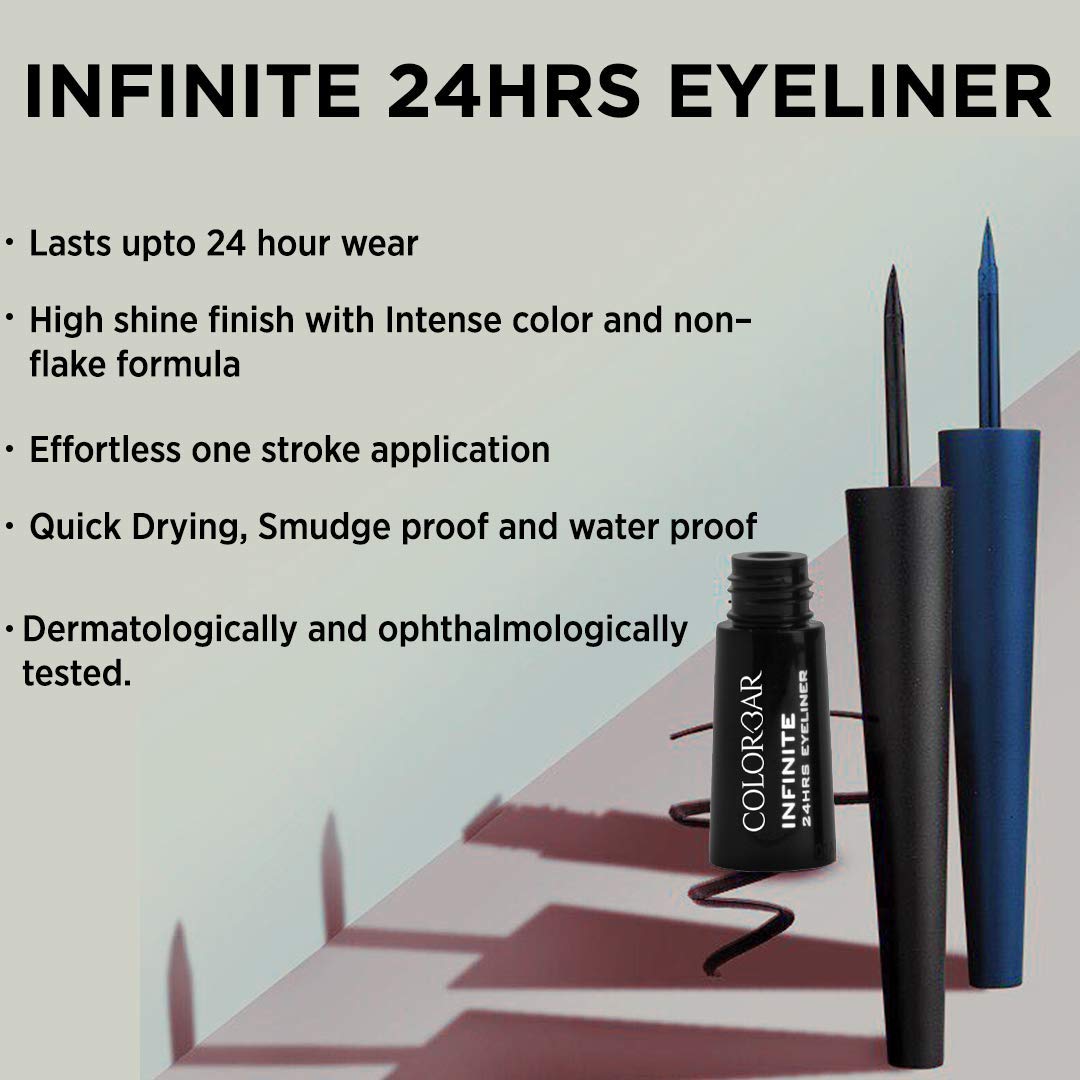 Colorbar Infinite 24 Hours Eyeliner, Black 001, 2.5ml | non-transfer, sweat proof formula | Lasts upto 24 hours