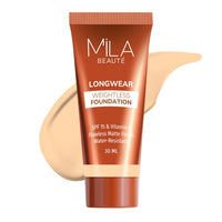 Mila Beauté Longwear Weightless Foundation | Matt Finish With SPF 15 and Vitamin E | Water Resistant Buildable Formula & Super Light | Liquid Foundation | Shade - (202 Pure Natural, 30ml)