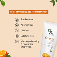 Fixderma Orange Face Wash with Vitamin E & Bearberry | Tan Removal Face Wash | Face Wash & Face Cleanser | Face Wash for Oily Skin (All Type Skin) | Face Wash for Women & Men - 75g