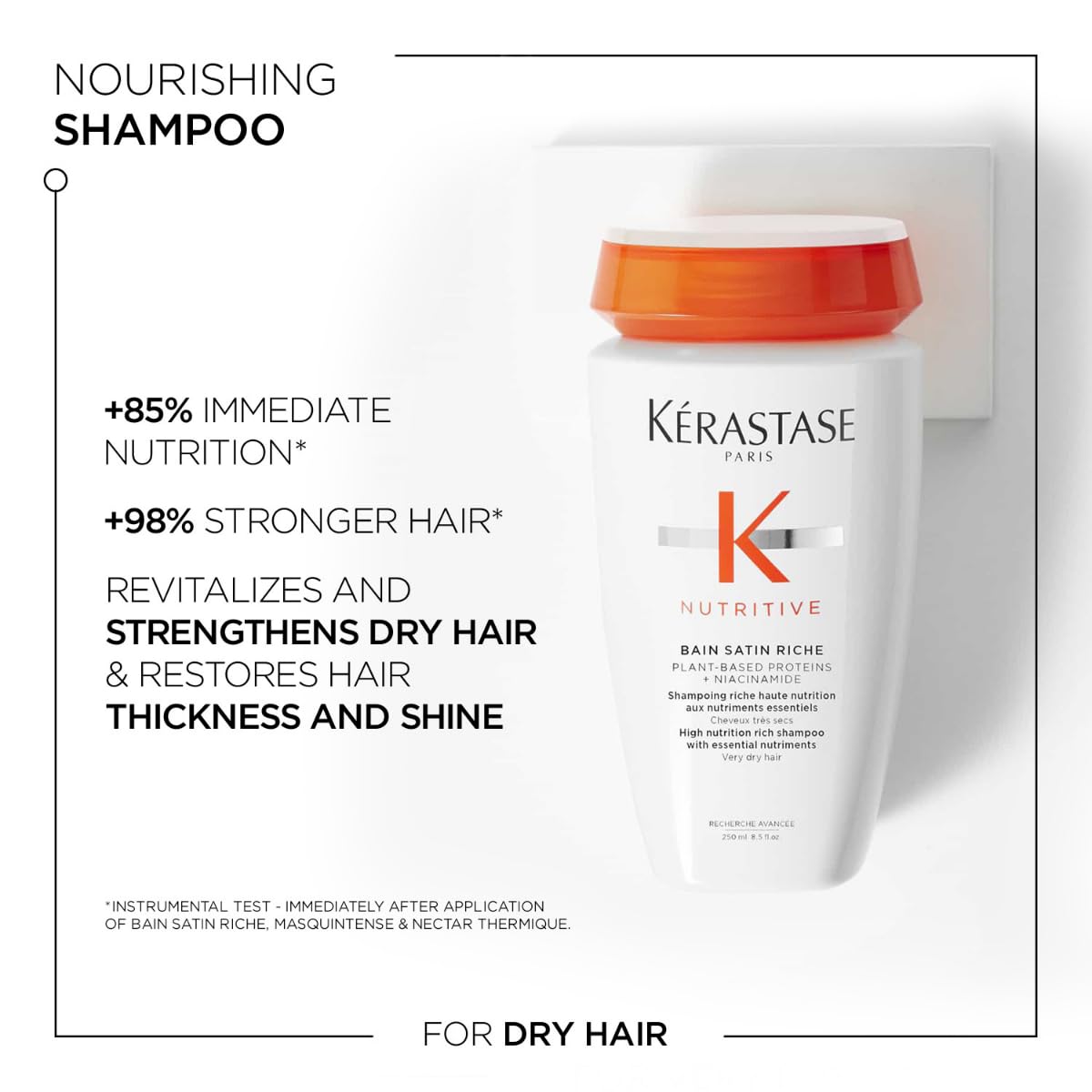 Kérastase Nutritive Riche Nourishing Shampoo 250ml | Deeply Nourishing Shampoo for Dry Hair | Infused with Plant-Based Proteins, Niacinamide & Glycerin (Pack of 2)