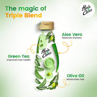 Hair & Care Triple Blend Damage Repair Non-Sticky Hair Oil with Aloe Vera, Olive Oil & Green Tea, 300 ml + 100 ml