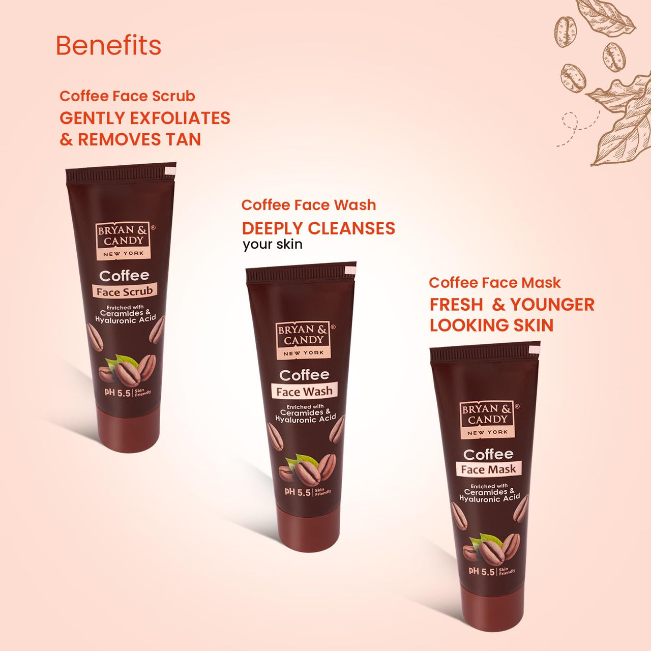 Bryan & Candy Coffee Bath Kit Women's Day Gift Set For Women & Men | Choco Body Butter, Face Wash, Face Scrub, Face Mask, Bath & Shower Gel | Vegan, pH 5.5, SLS & Paraben-Free |