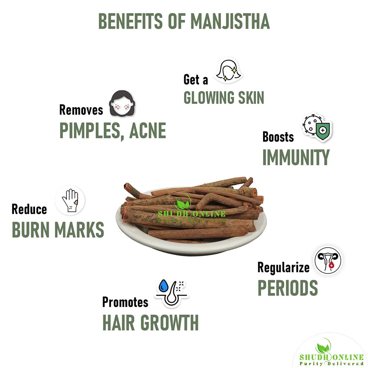 Shudh Online Manjistha Root, Majith Organic, Indian Madder (50 Grams) - Eating, Skin whitening, Face, Hair - Manjishtha, Manjishta, Manjishta, Manjista