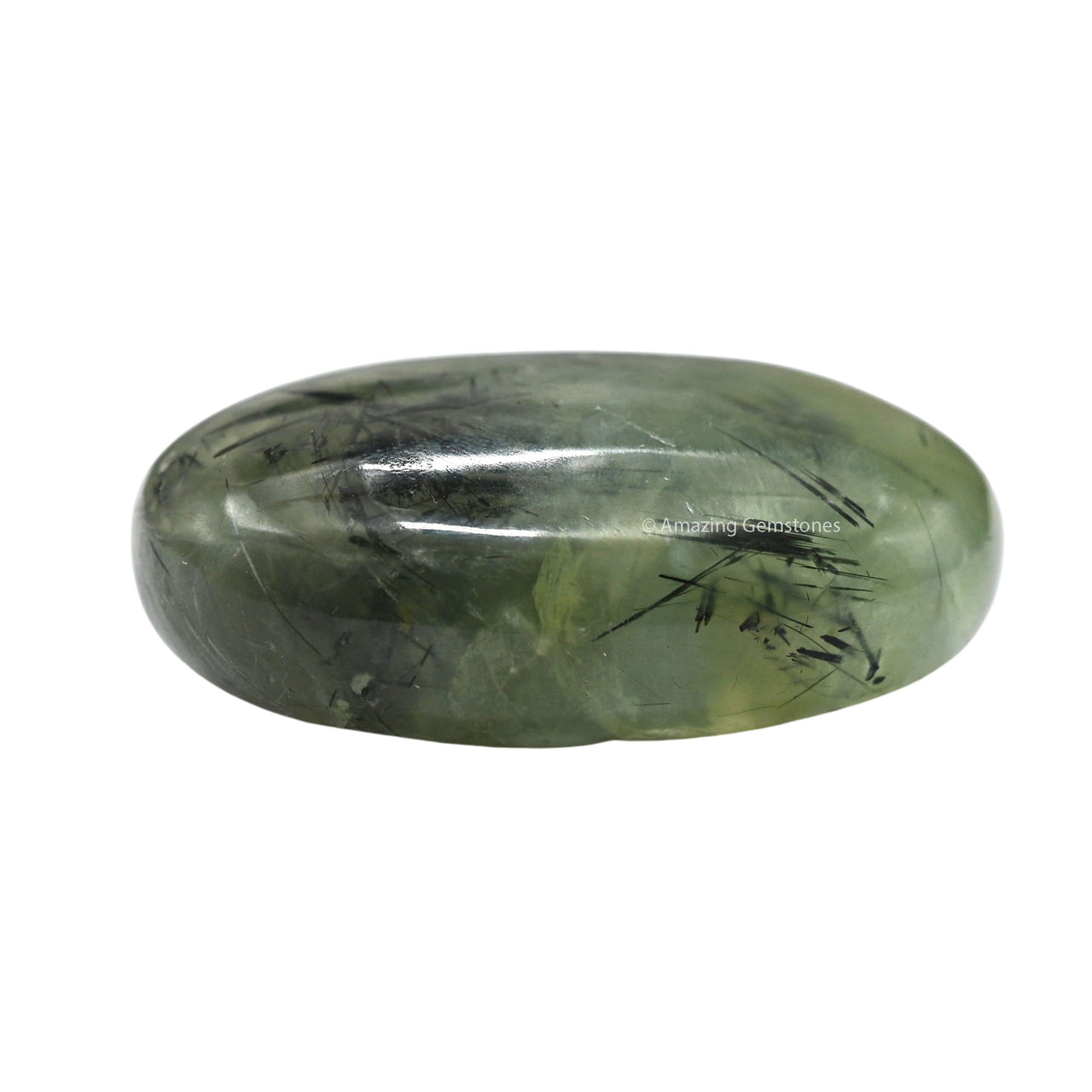 Prehnite Epidote Palm Stone - Pocket Massage Worry Stone for Natural Body Chakra Balancing, Reiki Healing and Crystal Grid Prehnite
