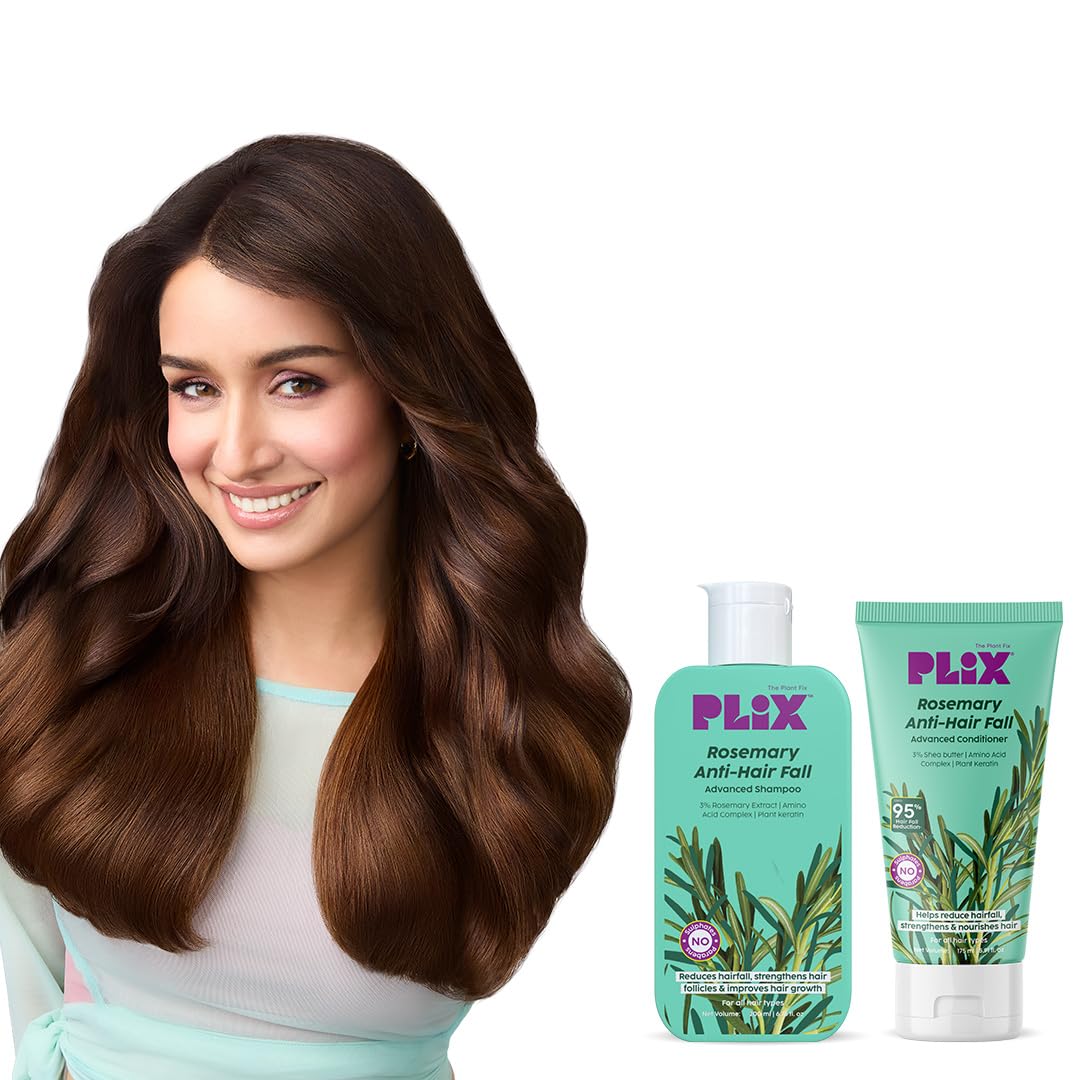 PLIX - THE PLANT FIX Rosemary Anti Hairfall Regime| Advanced Shampoo & Conditioner | Reduces Hair Fall & Strengthens Hair | Rosemary Extract, Ceramides & Plant Keratin | For Men & Women
