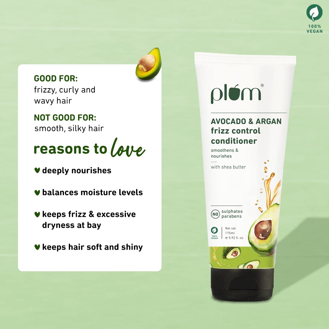 Plum Avocado & Argan Smoothing Regime | Shampoo, Conditioner, Hair Mask | For curly, wavy, frizzy hair| 100% vegan | Sulphate-Free and Paraben-Free