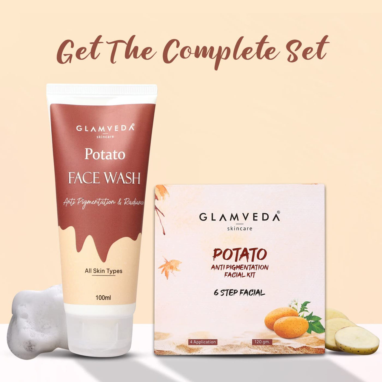 Glamveda Potato Anti Pigmentation Face wash | Reduces Hyperpigmentation & Clarifies skin | No Paraben, SLS, silicone | All Skin Types | Pack of 2