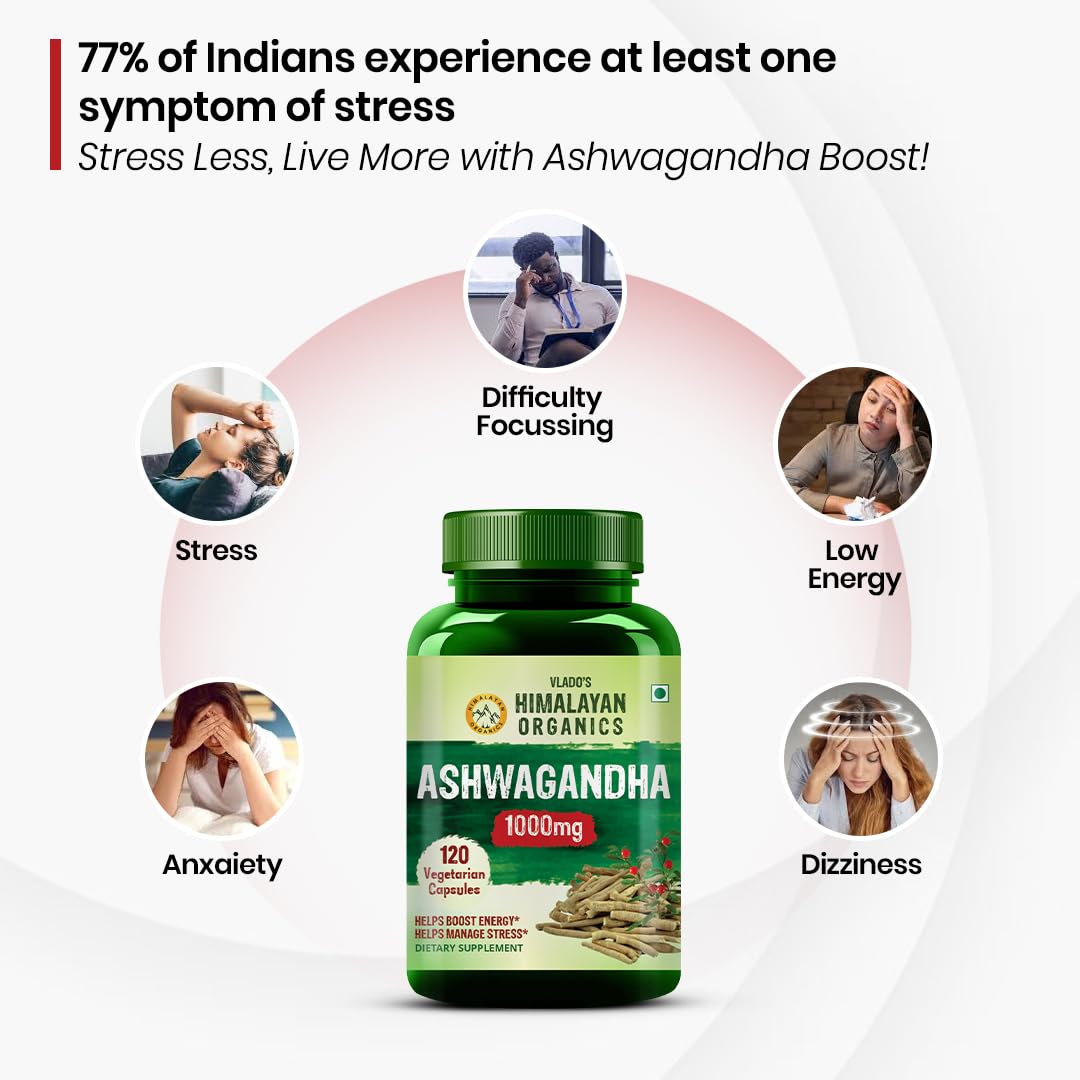Himalayan Organics Plant Based Ashwagandha || 1000mg Serve || Energy & Endurance || 120 Veg Capsules