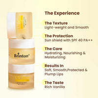 Brinton LIP Balm 8gm and Brinton UvDoux Sunscreen Lotion with SPF 30 in Oil Free Formula| Light Weight & Non Greasy Sunscreen|Protection against UVA/UVB Rays| For All Skin Types- 50 ML
