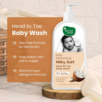 Mother Sparsh Milky Soft Head to Toe Baby Wash -200ml with Milk Protein & Shea Butter | Tear Free 2 in 1 Natural Body Wash & Shampoo for Babies