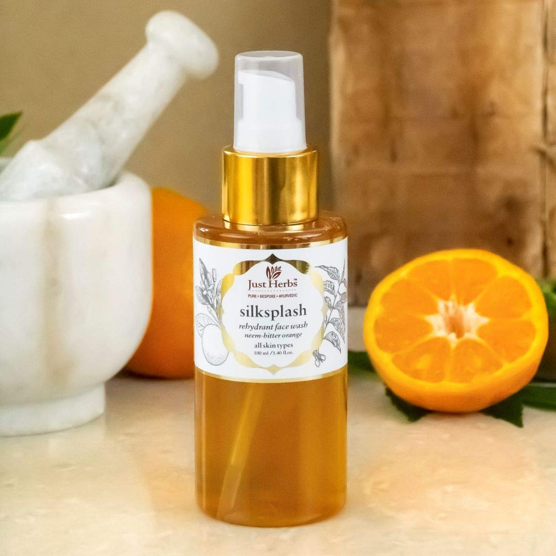 Just Herbs Silksplash Neem-Orange Rehydrant Face Wash, 100ml and Pomegranate Mandarin Pore Refining Tonique, 100ml