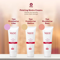 VLCC Bridal Glow Facial Kit - 49g, With Hyaluronic Acid, Niacinamide & Vitamin C. At home facial with 3 Illuminator Strobe Creams - Gold, Lilac, Rose.