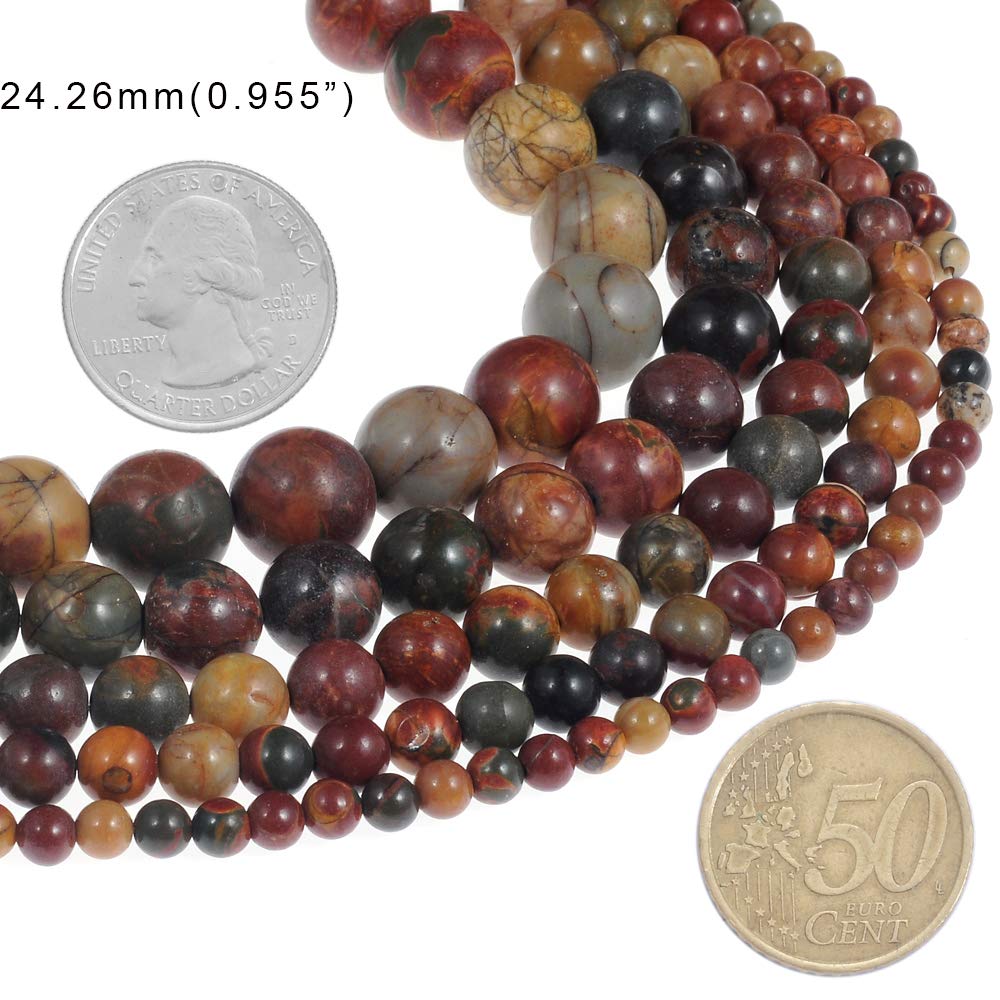 Natural Stone Beads 6mm Picasso Gemstone Round Loose Beads Crystal Energy Stone Healing Power for Jewelry Making DIY,1 Strand 15" Picasso Stone