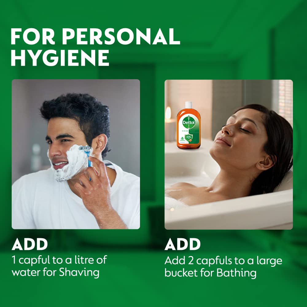 Dettol Antiseptic Liquid for First Aid, Surface Disinfection and Personal Hygiene, 1000ml (Pack of 2)