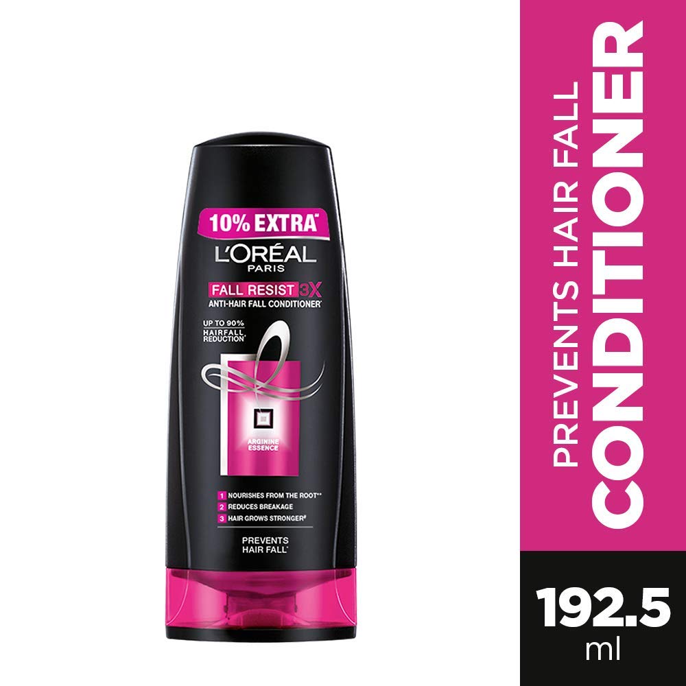 L’Oréal Paris Fall Resist 3X Anti-Hairfall Shampoo, 360ml Pack of 1 (With 10% Extra) And Fall Resist 3X Anti-Hairfall Conditioner, 175ml (With 10% Extra)