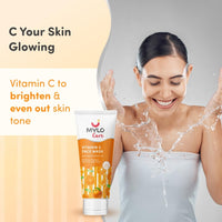 Mylo Care Vitamin C Refreshing & Brightening Face Wash - With Aloe Vera, Green Tea & Sugarcane Extracts - Hydrating Face Wash for Glowing Skin - Vitamin C Foaming Face Wash for All Skin Types -100ml