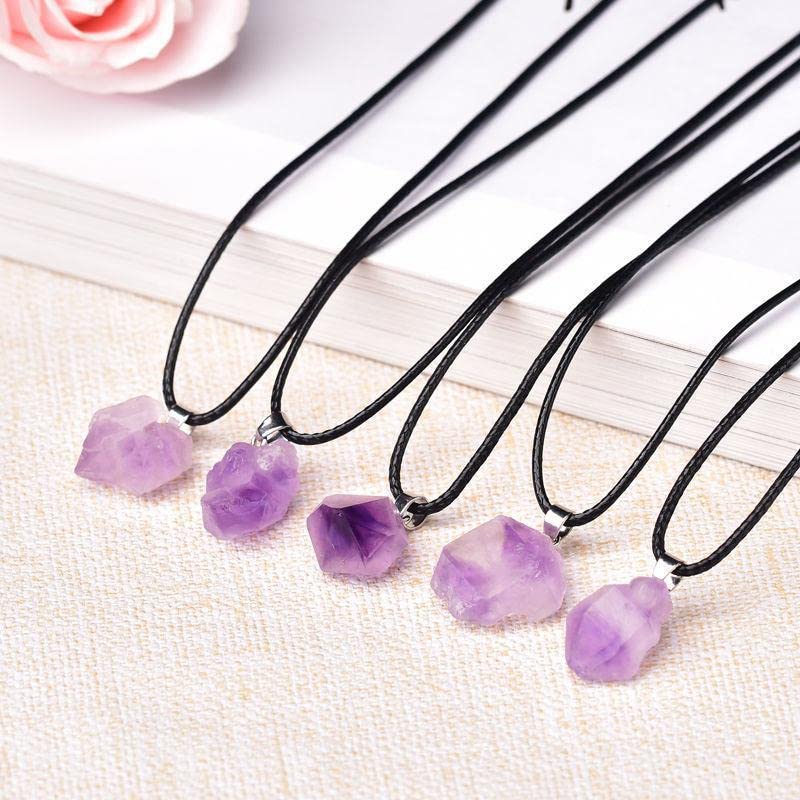 FASHEWELRY 20Pcs Natural Irregular Amethyst Rock Stone Pendants Healing Crystal Chakra Gemstone Charms for Jewelry Making Hole: 5x2.5mm 2-Purple Amethyst-Nugget