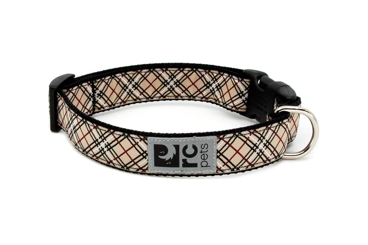 RC Pets 3/4 Inch Adjustable Dog Clip Collar, Small, Tan Tartan