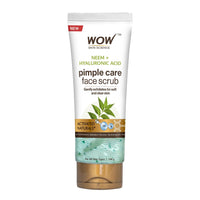 WOW Skin Science Neem & Hyaluronic Acid Pimple Care Face Scrub | Anti-Bacterial | Unclogs Pores | Removes Impurities | Improves Skin Elasticity | Hydrates Skin | 100gms