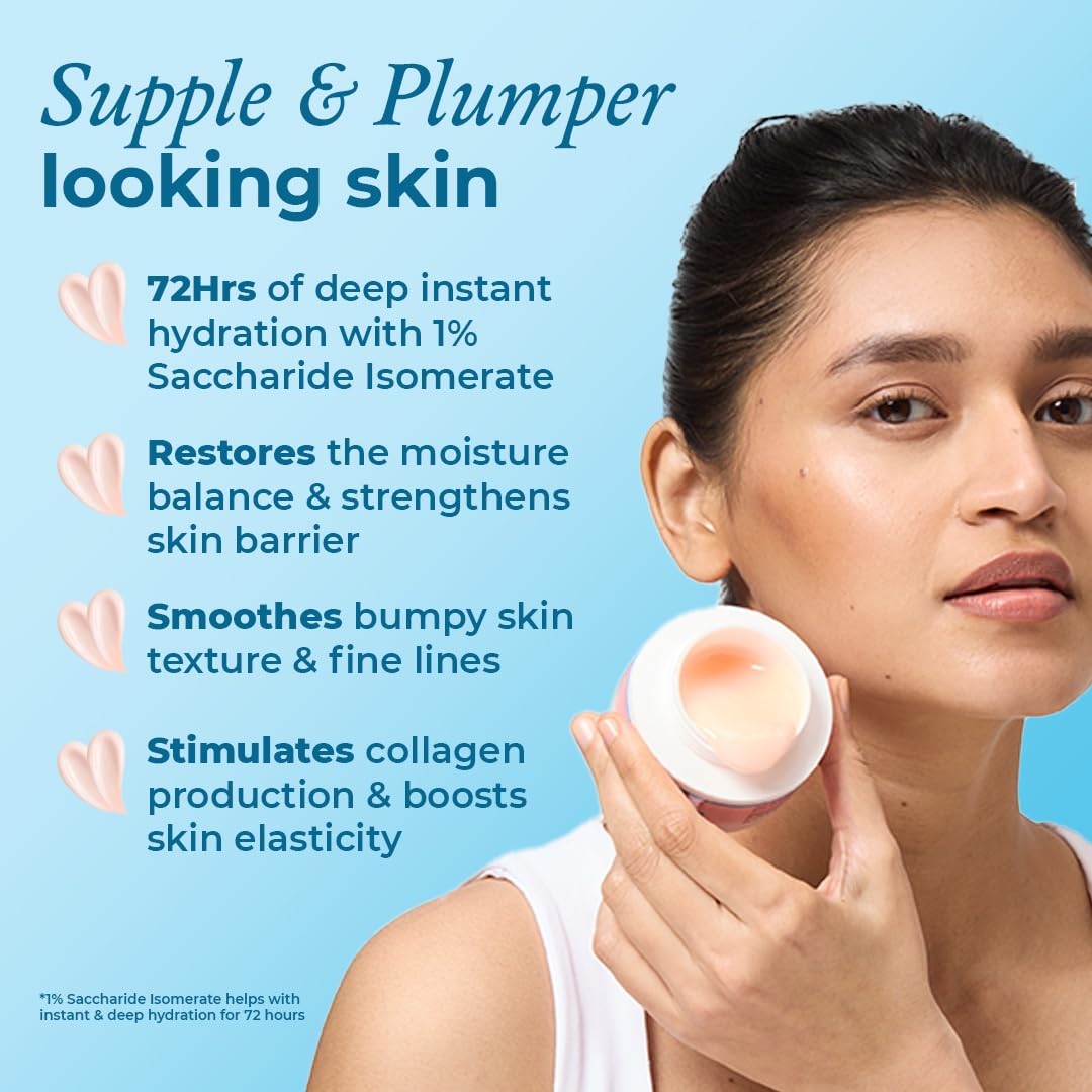 The Pink Foundry Waterlight Gel Moisturiser with 72 hours of hydration | Travel Size with 1% Hyaluronic Acid & 1% Saccharide Isomerate | Lightweight & Non-Sticky Moisturiser | 20 ml
