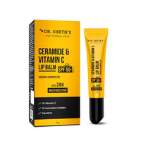 Dr. Sheth's Ceramide & Vitamin C Lip Balm | Heals Dry & Chapped Lips 24H Moisturization| Sun Protection with SPF 50+ PA+++| Barrier Repair |Non Sticky | Non greasy|Lightweight| All Genders| 10g