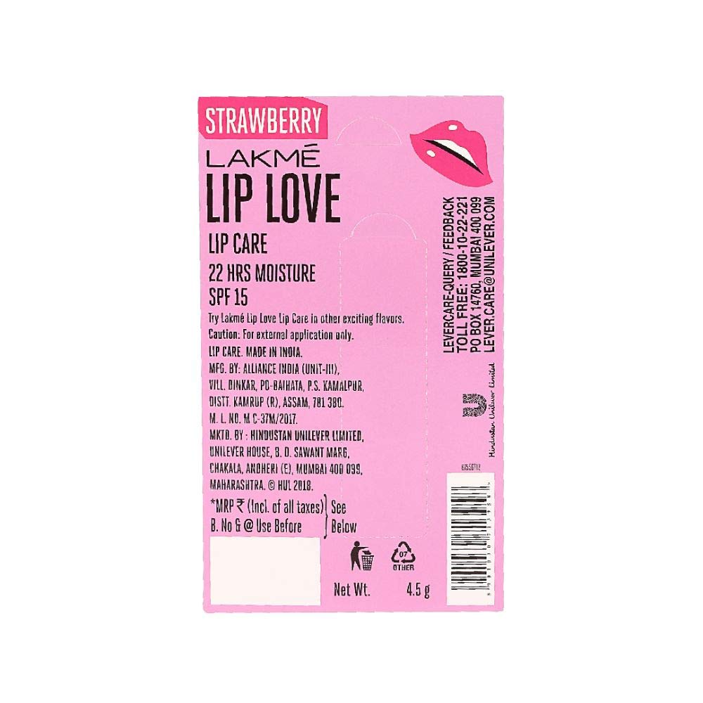 LAKMÉ 9 to 5 Complexion Care CC Cream, Honey, 30g & LAKMÉ Lip Love Chapstick, Strawberry, 4.5g