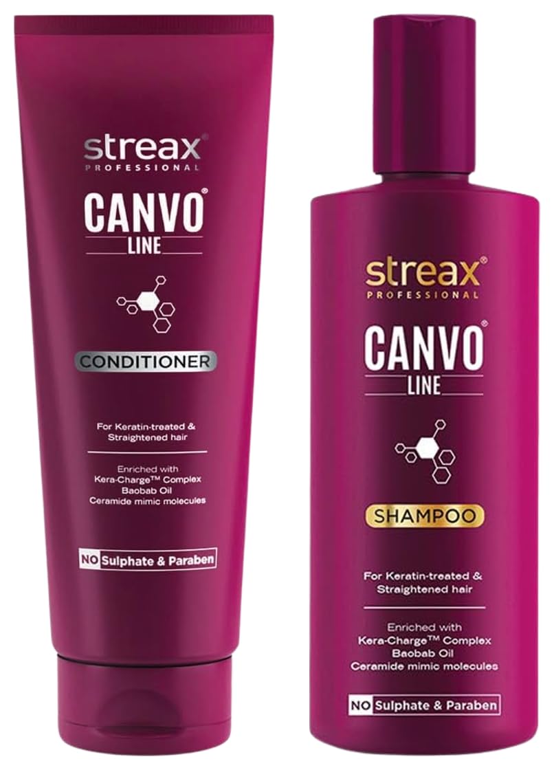 Streax Professional Canvoline Straightening Post Care Shampoo for Women 300ml Canvoline Straightening Post Care Conditioner for Women's| 240 gm