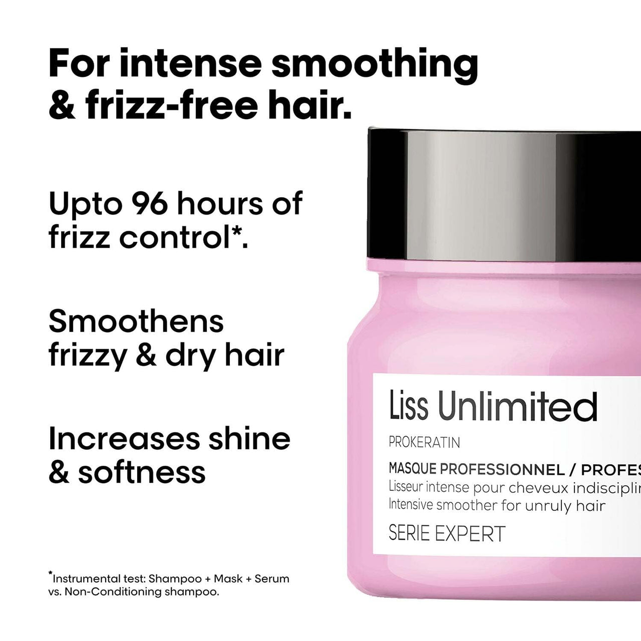 L'Oréal Professionnel Liss Unlimited Mask for Frizzy & Unruly Hair - 250ml | Intensive Smoothing Mask for Frizz-Control | Enriched with Pro-Keratin & Kukui Nut Oil | Increases Softness & Shine