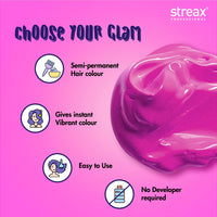 Streax Professional Hold and Play Funky Colours, Hair Color, 100g - Groovry Pink