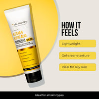 Dr. Sheth's Kesar & Kojic Acid Sunscreen with SPF 50 Pa++++ | For Pigtation-Free Skin | No White Cast & Light Weight | For Daily Moisturization | For All Skin Types | 125 g