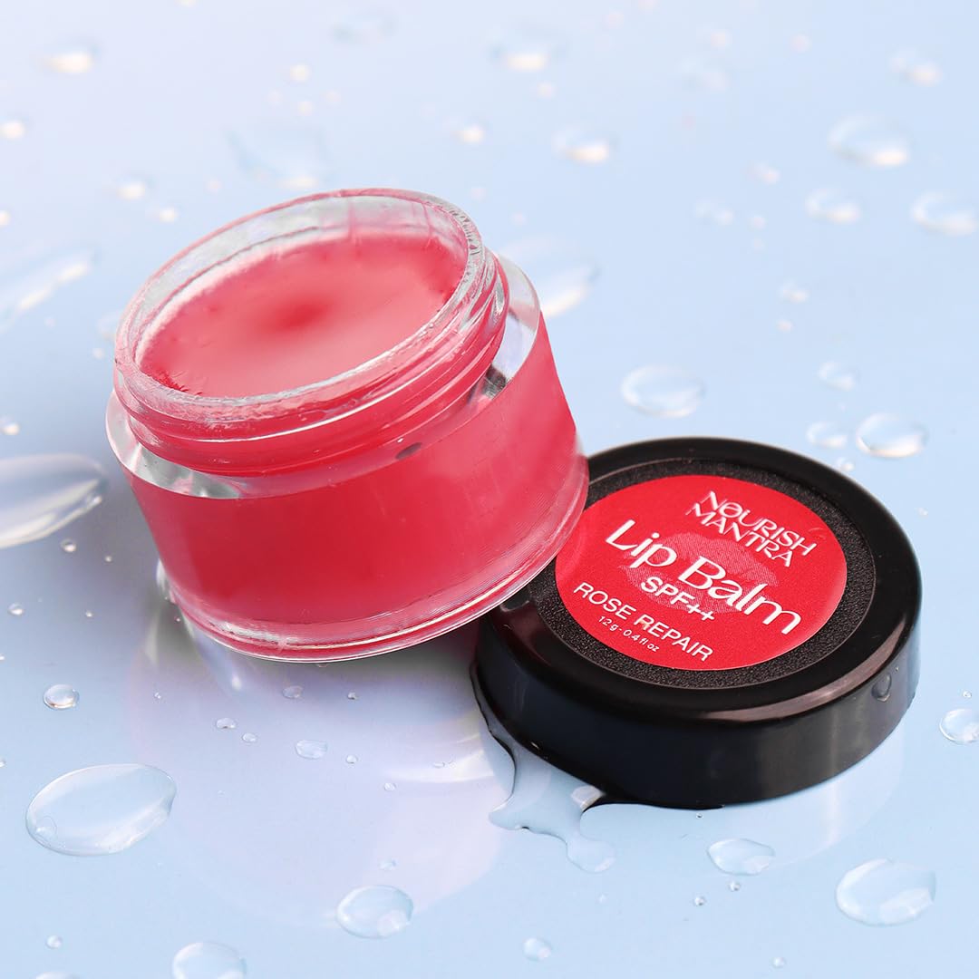 Nourish Mantra Rose Repair Lip Balm with SPF/Made with Rose Extracts, Olive oil, Shea Butter, Vitamin E and Avocado Oil/For Dry, Chapped and Dark Lips/ 12gms