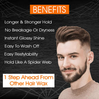 Mancode Spider Hair Web Wax for Men | 100ML | Extra Long-Lasting, Powerful 24-Hour Strong Hold | Enhances Hair Volume & Texture | Non-Sticky, Glossy & Stylish Look