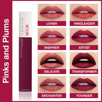 Maybelline New York Liquid Matte Lipstick, Long Lasting, 16hr Wear, Superstay Matte Ink, 15 Lover, 5ml