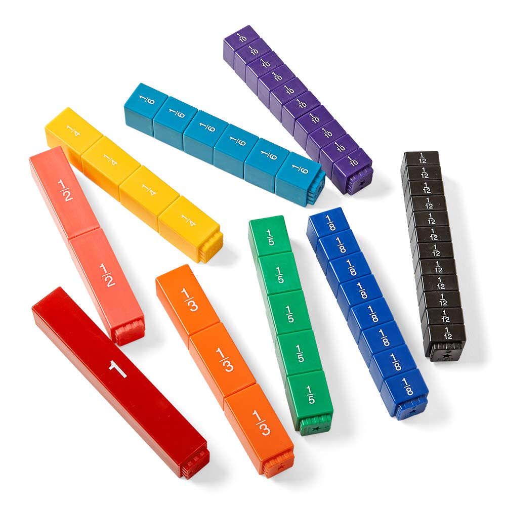 hand2mind Plastic Rainbow Fraction Tower Cubes Montessori Math Materials for Kids to Learn Fraction Equivalence Math Manipulatives 4th Grade Fraction Cube, Homeschool Supplies (Set of 51)