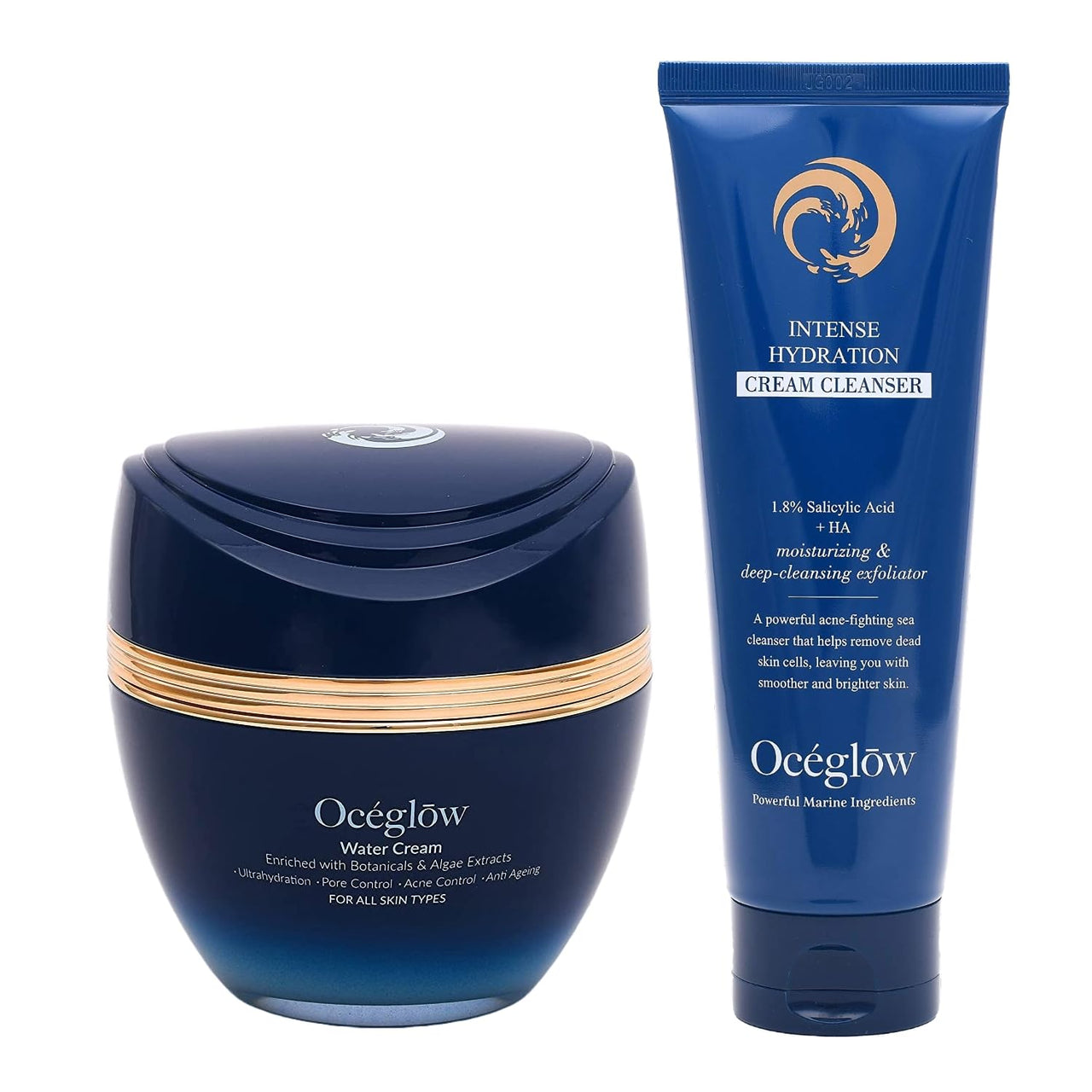 OCEGLOW-Powerful Marine Extracts Anti Aging Water Face Cream & Intense Hydration Face Wash | Face Wash For Acne Prone Skin & Cream For Wrinkles & Fine Lines | Daily Skin Care Regime