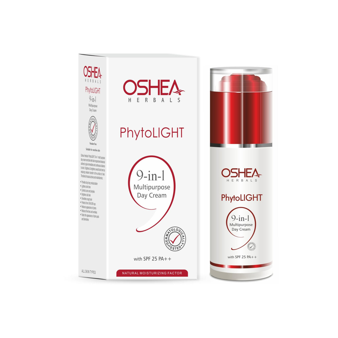 Oshea Herbals Phytolight Day Cream SPF 25 PA++ for Men & Women | Anti-Aging & UV Protection with Long-Lasting Moisturization | Enriched with Soybean & Pea Extracts | All Skin Types – 50g