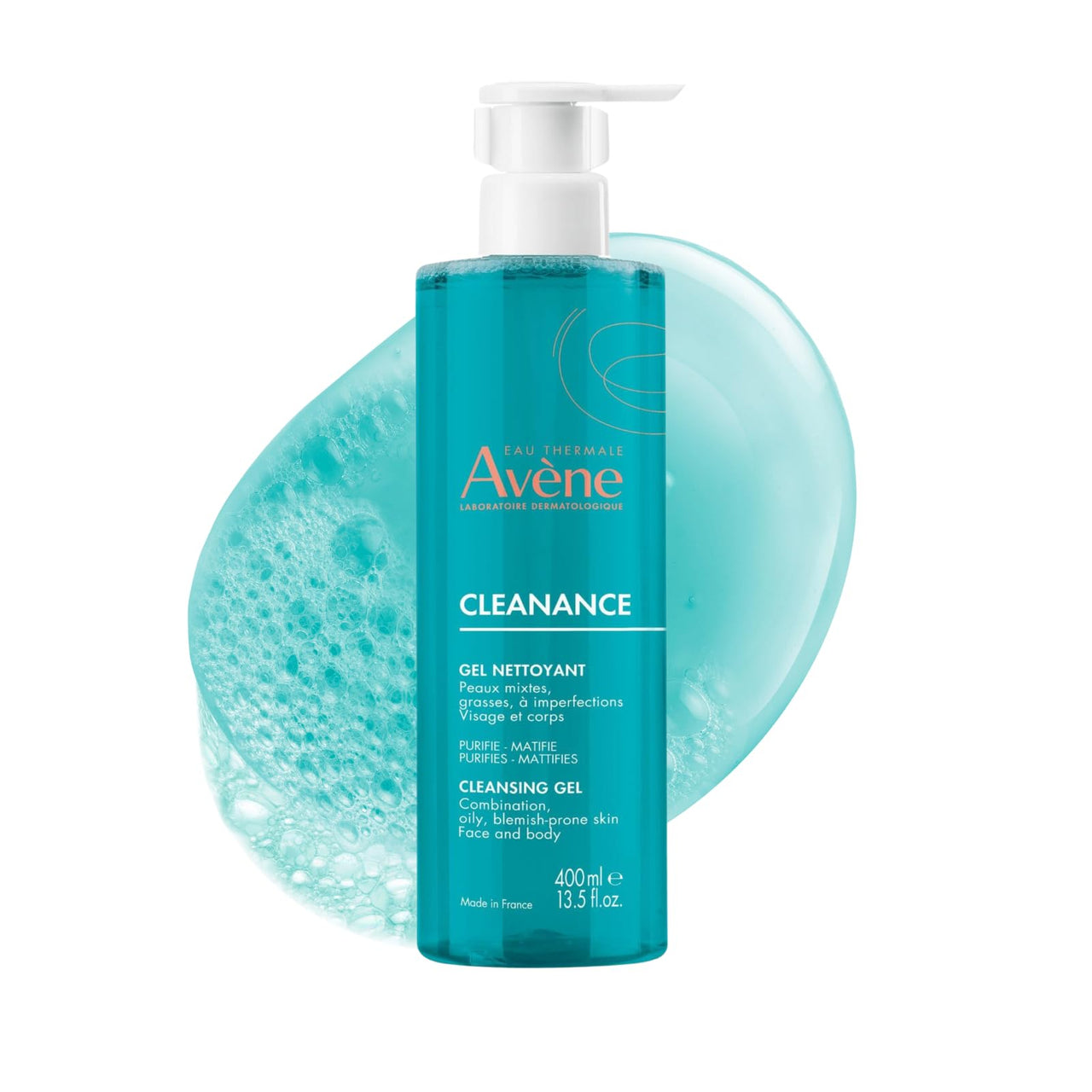Avene Cleanance Cleansing Gel 400ml I Face wash for Oily, Acne, Sensitive, Blemish Prone Skin I Foaming Gel Gentle Skin Cleanser I Purifies and Mattifies Skin I Reduces blackheads and Sebum Production