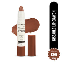 Hilary Rhoda Kissable Lip Crayon |12-Hour Stay | Highly Pigmented Matte Finish | Smudge-Proof & Transfer proof Lipstick | Retractable Lip Crayon | 3.5g - (Earthy Brown | Shade 06)