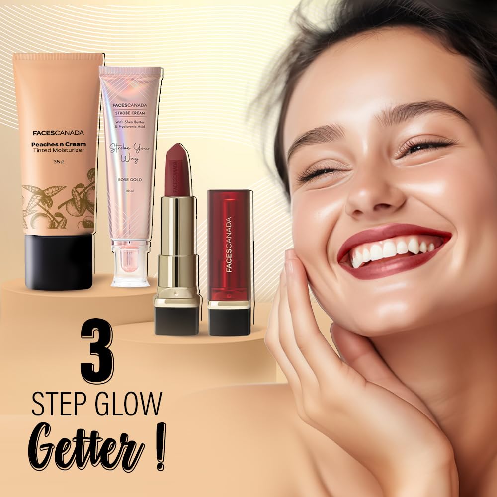 FACES CANADA Peaches N Cream Tinted Moisturizer - Light 01, 35 g | Soft Peachy, Natural Glow | Lightly Tinted BB Cream | Non Oily Lightweight Gel Formula | Blends Easily | Suitable For All Skin Types